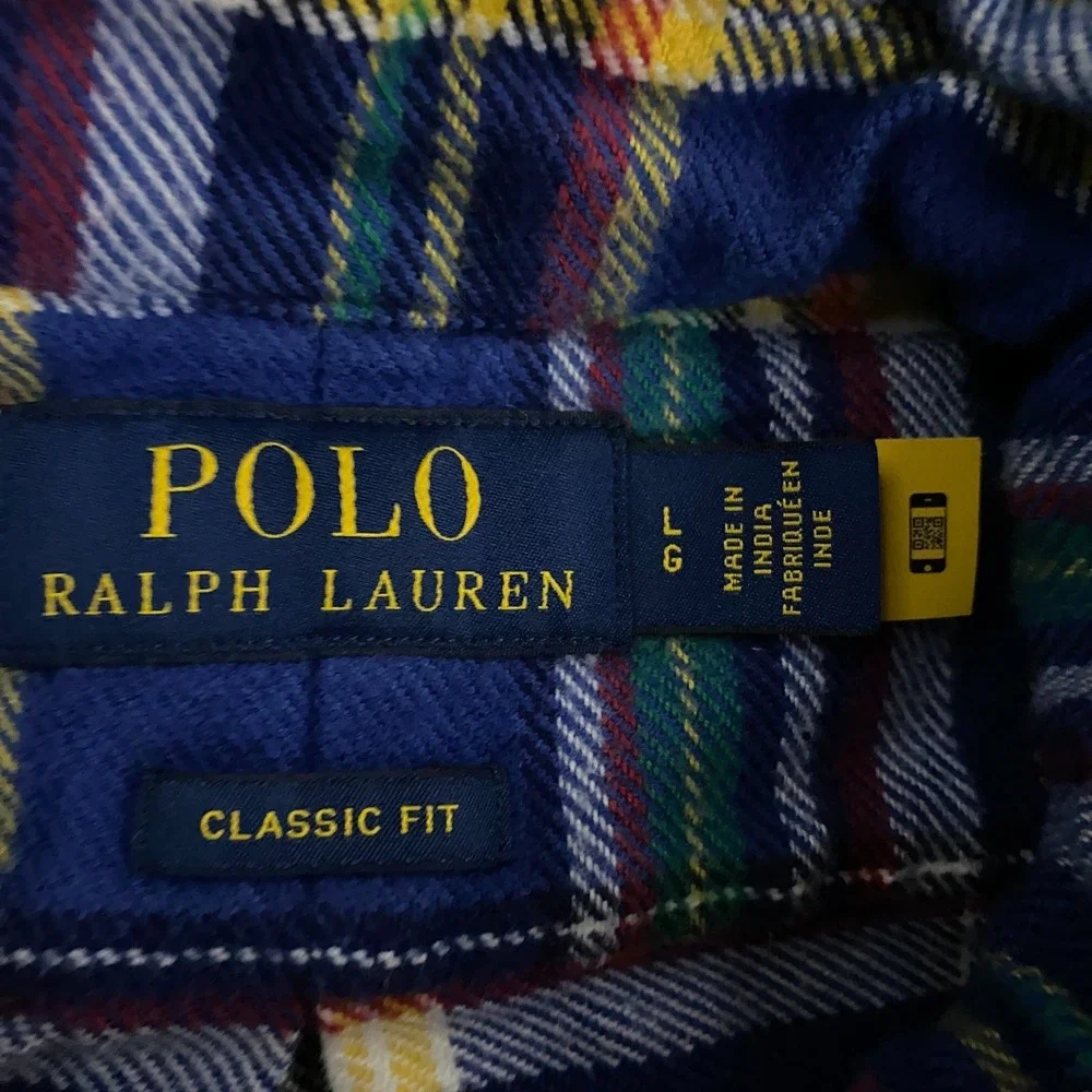 Polo Ralph Lauren Classic Fit Brushed Flannel Shirt Men Large Blue Pony Button